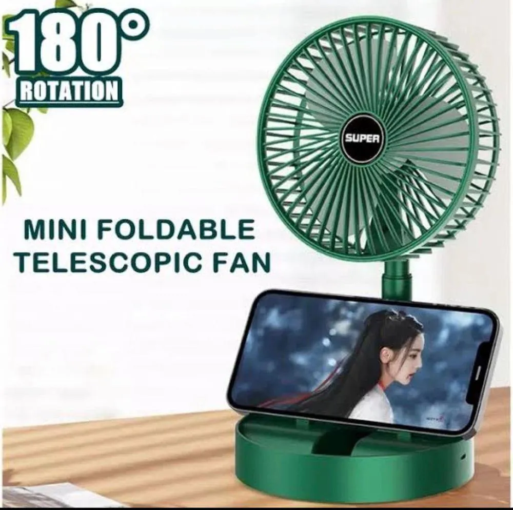 Rechargeable Green Foldable Fan for Home Office - Image 3