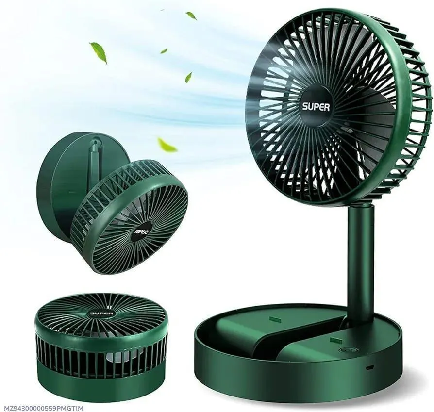 Rechargeable Green Foldable Fan for Home Office - Image 4