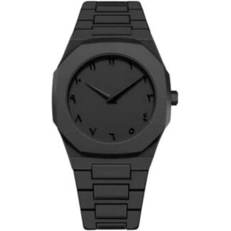 Men's Black Quartz Watch with Chain Link Band