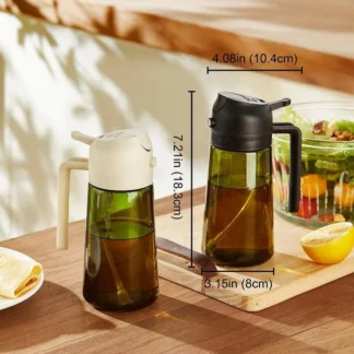 Glass Oil Dispenser with Handle & Cap for Kitchen Use