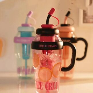 Ice Cream Bottle with Straw for Gym & Office Use