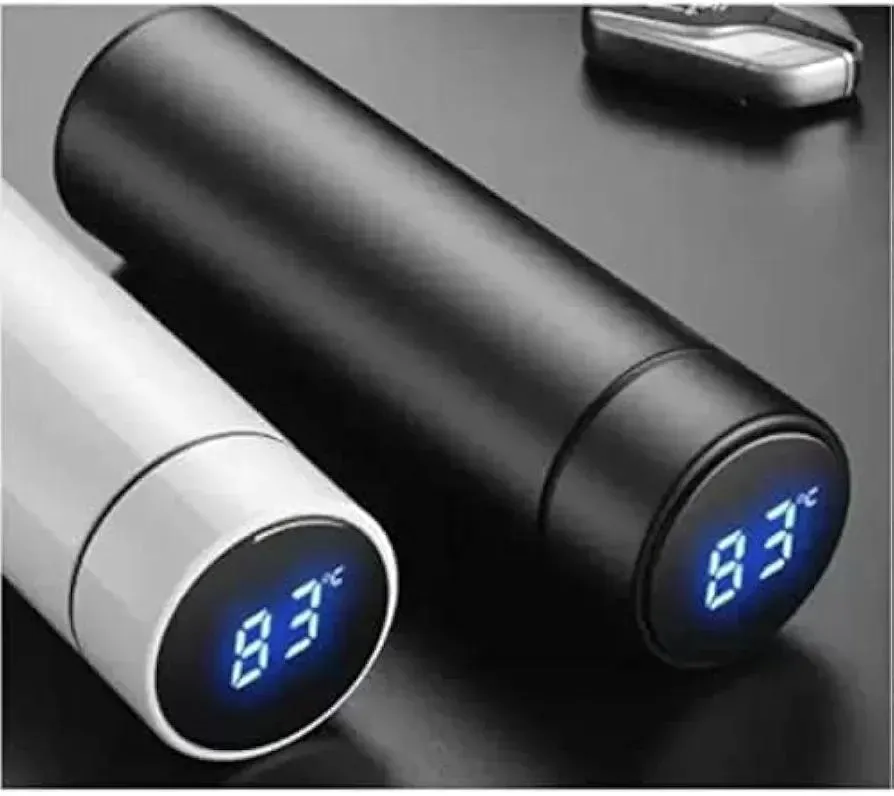 Digital Temp Water Bottle 50ml Black Stainless Steel - Image 2