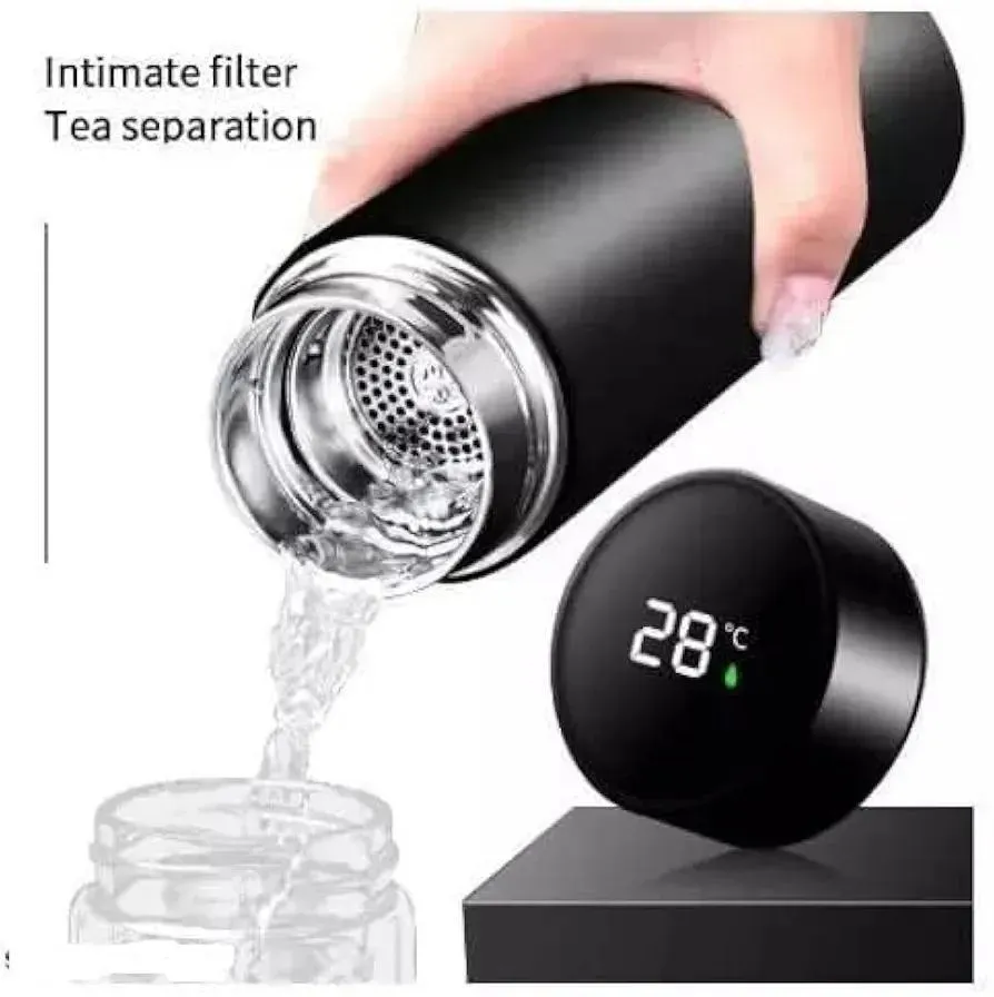 Digital Temp Water Bottle 50ml Black Stainless Steel - Image 3