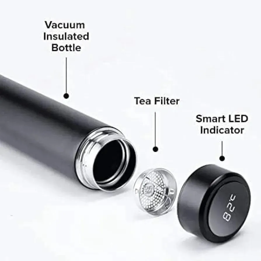Digital Temp Water Bottle 50ml Black Stainless Steel - Image 4