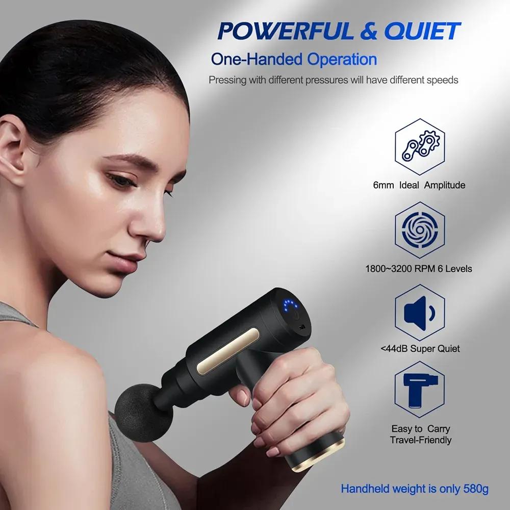 Portable Rechargeable Massage Gun Black ABS - Image 3