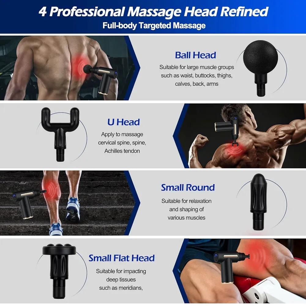 Portable Massage Gun with 4 Heads Black ABS - Image 4