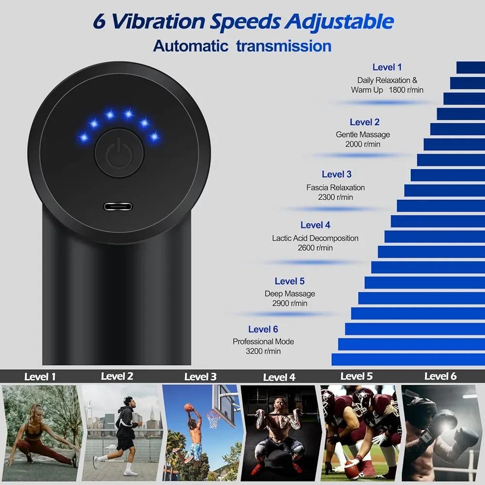 Portable Massage Gun with 4 Heads Black ABS - Image 5