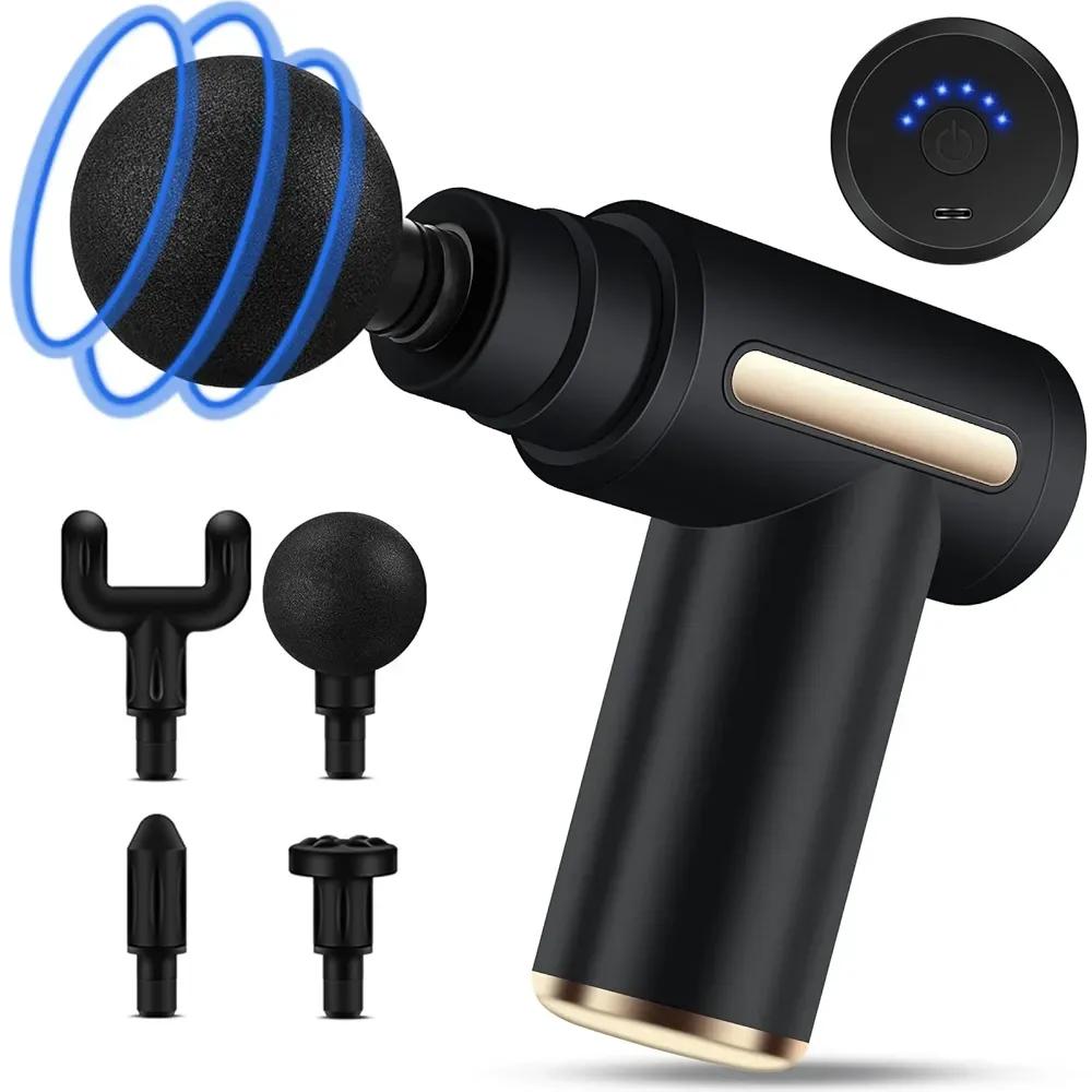 Portable Massage Gun with 4 Heads Black ABS - Image 6