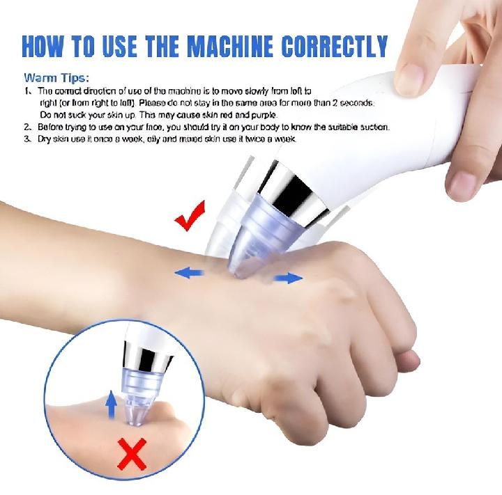 Derma Suction Facial Cleanser 4 Tips ABS Black Bottle - Image 6