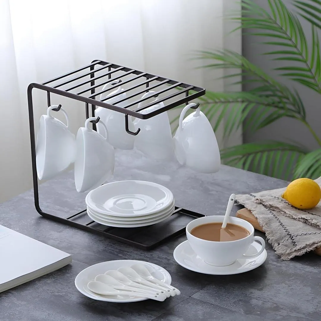 Black Metal Cup & Plate Rack for Kitchen - Image 2