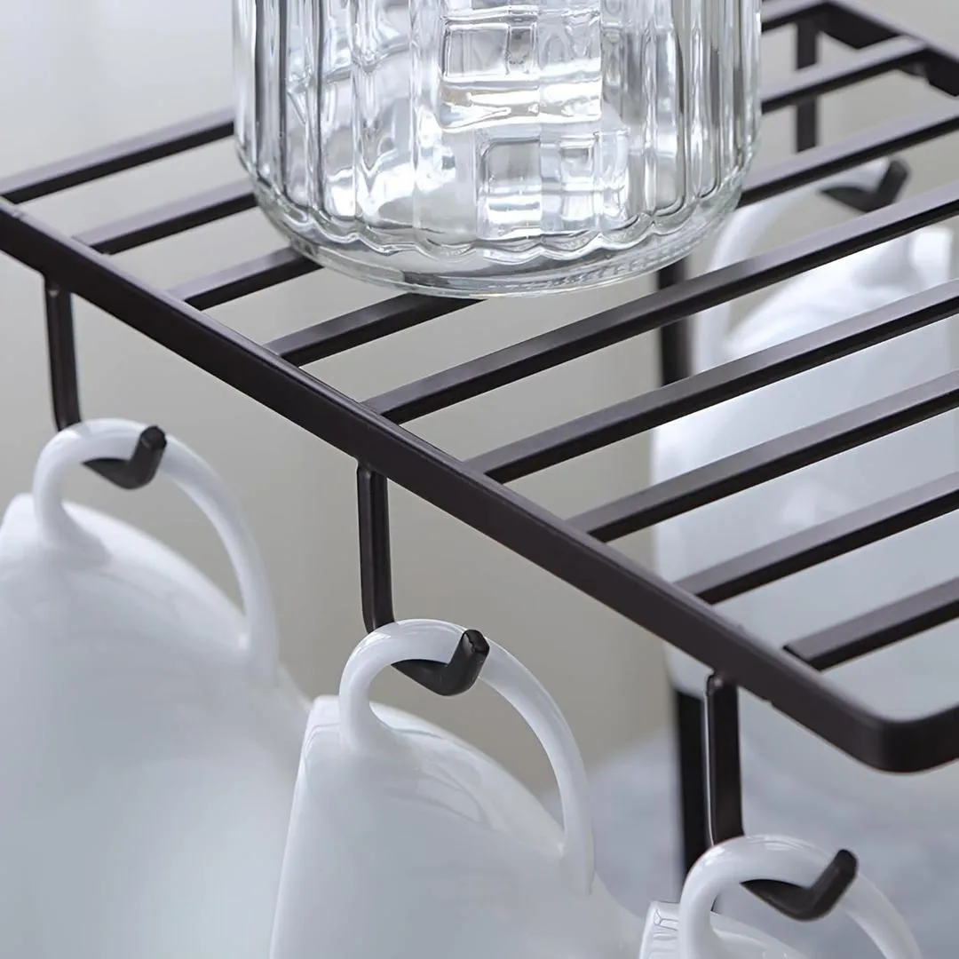 Black Metal Cup & Plate Rack for Kitchen - Image 3