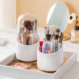 White Makeup Brush Storage Unit for Home & Travel