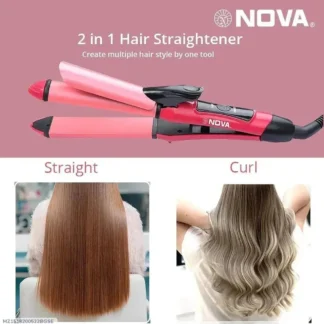 Nova 2 in 1 Hair Straightener Curler Pink Black