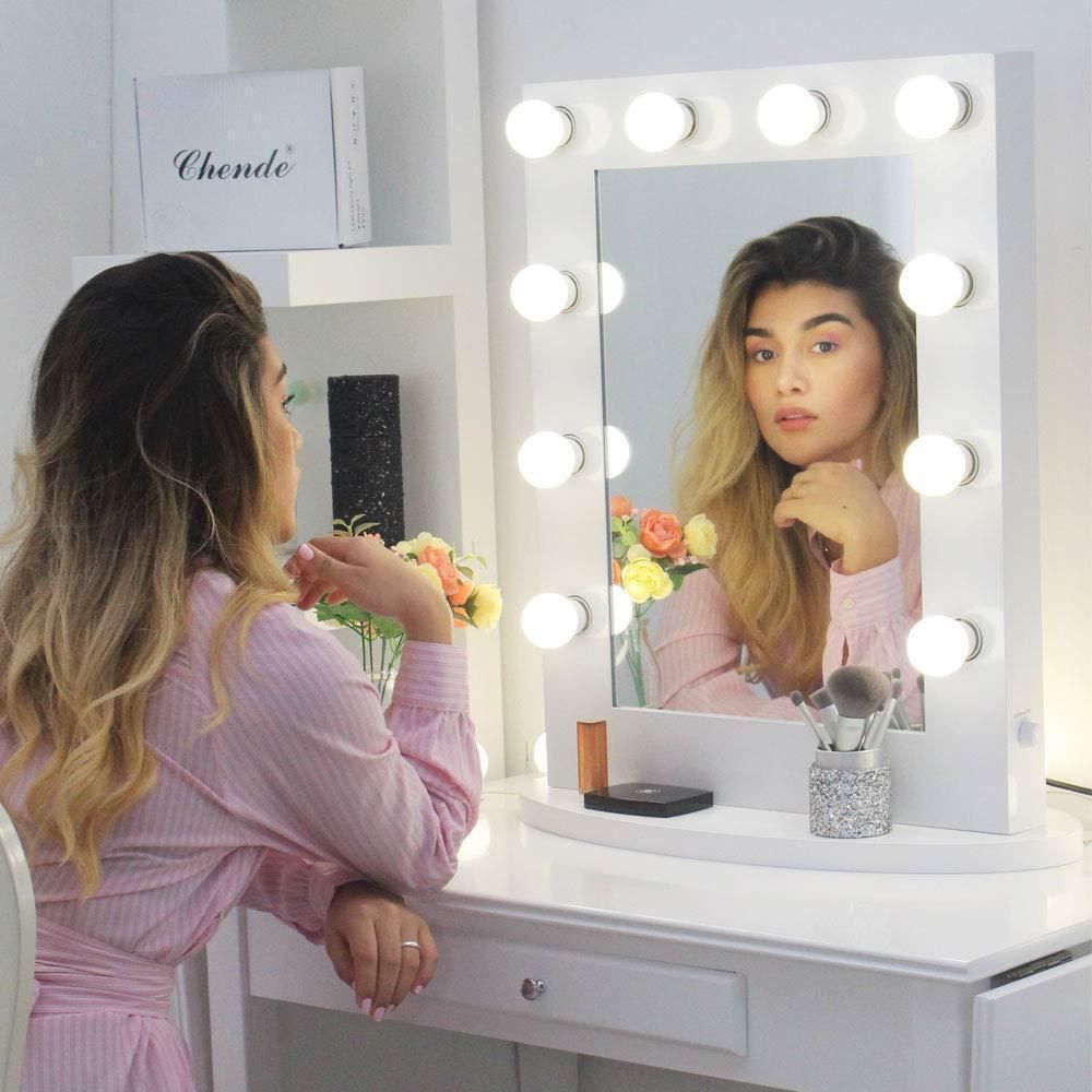 Premium Vanity Mirror with LED Lights White Gold ABS - Image 6