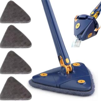 Blue Microfiber Mop with 4 Pads for Home Cleaning