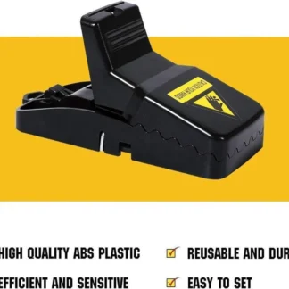 Black Reusable Mouse Trap ABS Plastic Easy Setup