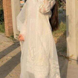 White Organza Embroidered 3Pcs Set Medium