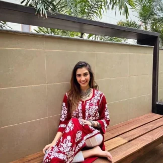 1 Pc Women's Stitched Linen Embroidered Kurta