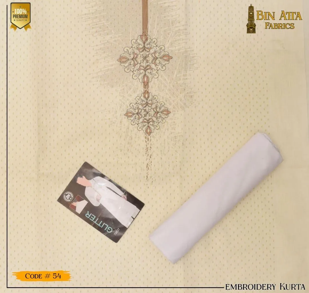 Men Cotton Embroidered Kurta Off White Summer Wear - Image 2