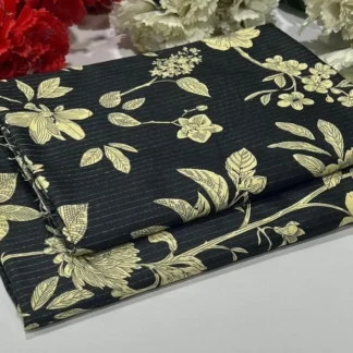 Black Gold Floral Women's Polo Cotton Suit Winter