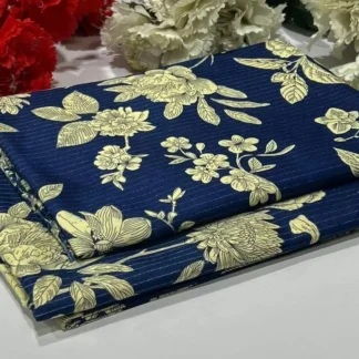 Women's Blue Floral Unstitched Suit Winter Wear