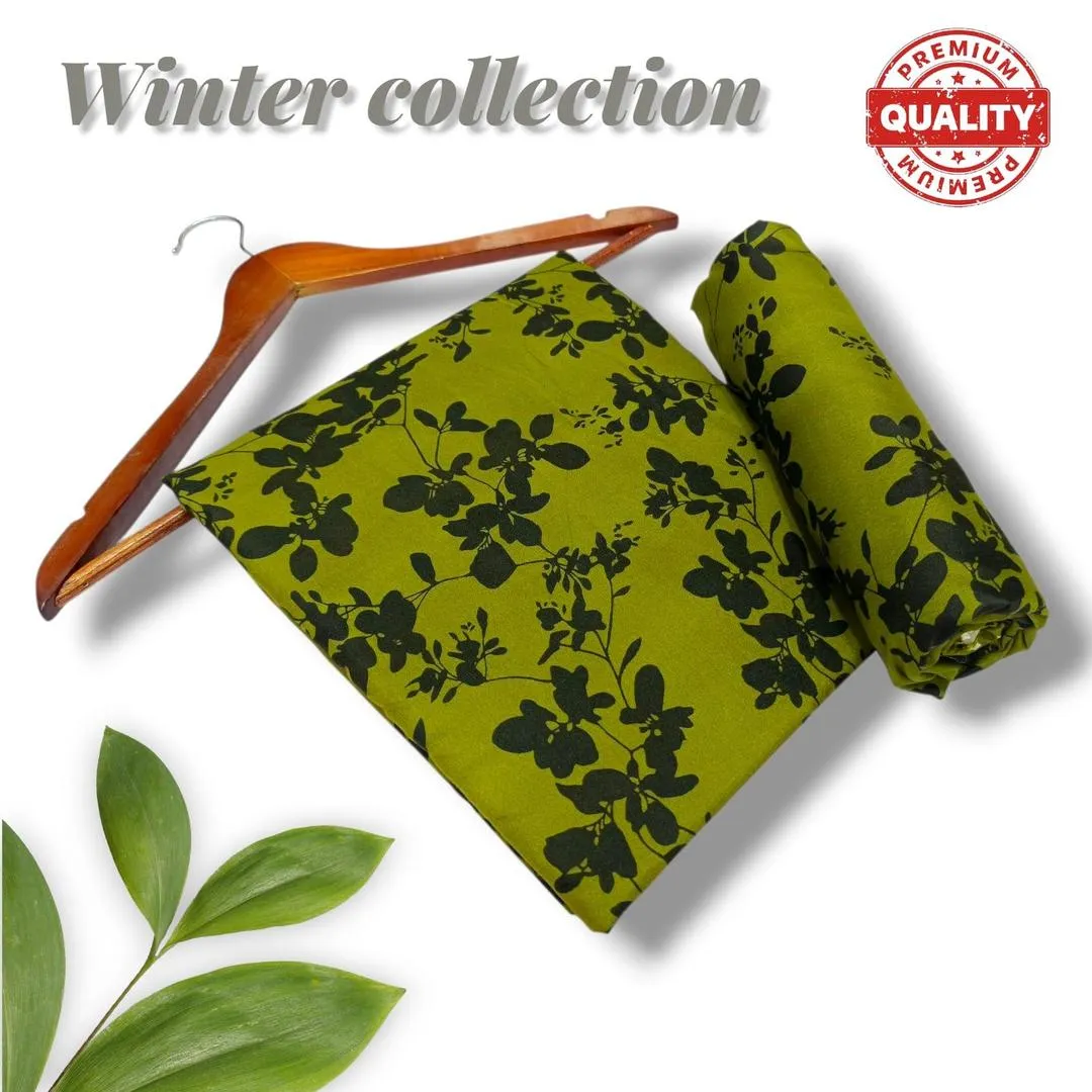 Women's Winter Polo Cotton Suit Green Black Floral Print