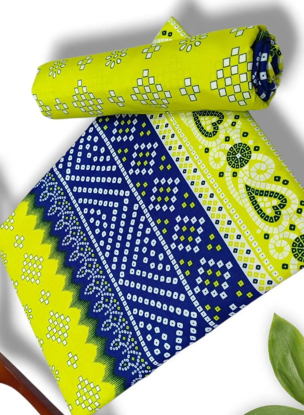 Winter Printed Suit Yellow Blue Unstitched Set - Image 2