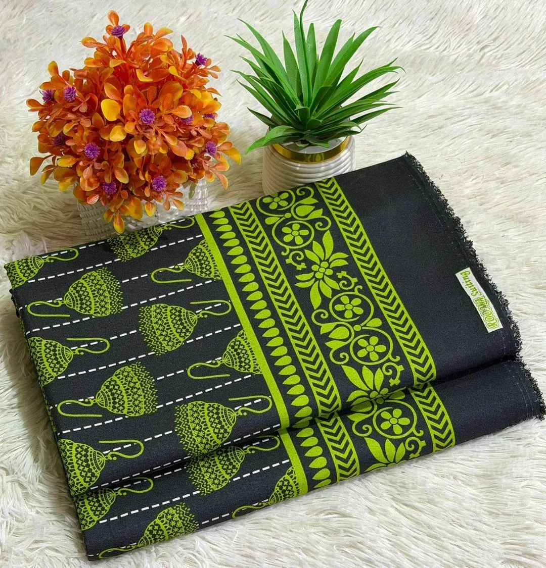 Women Printed Suit Black Lime Green Eid Ramadan Wear