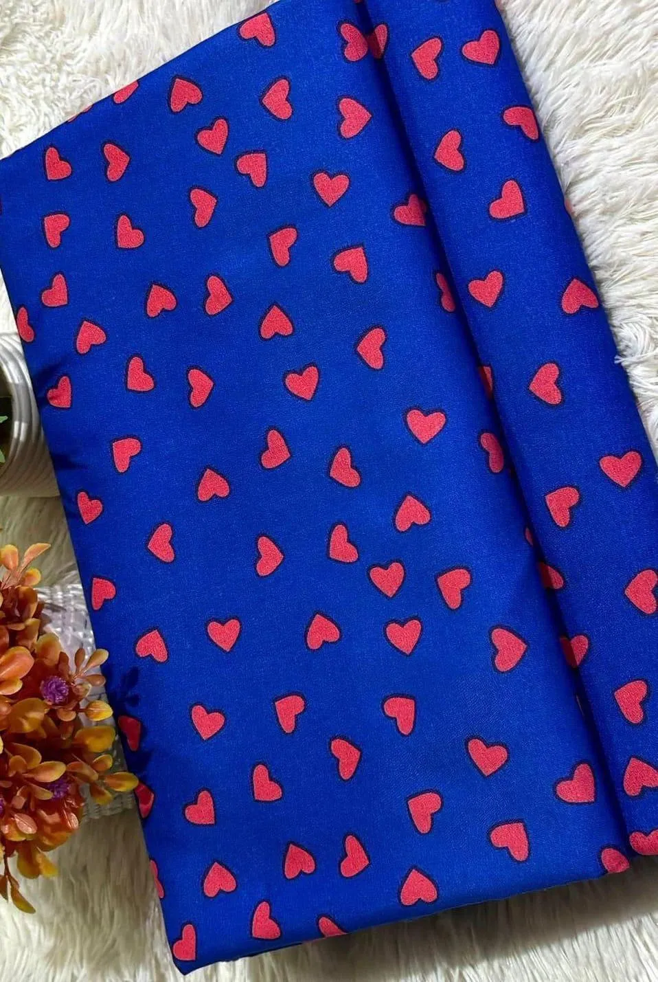 Blue Heart Printed Polo Cotton Suit for Women - Image 2