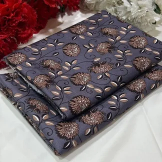 Grey Floral Printed 2-Piece Suit for Eid Ramadan