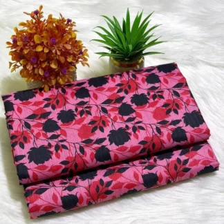 Pink Floral Cotton Fabric for Home Decor