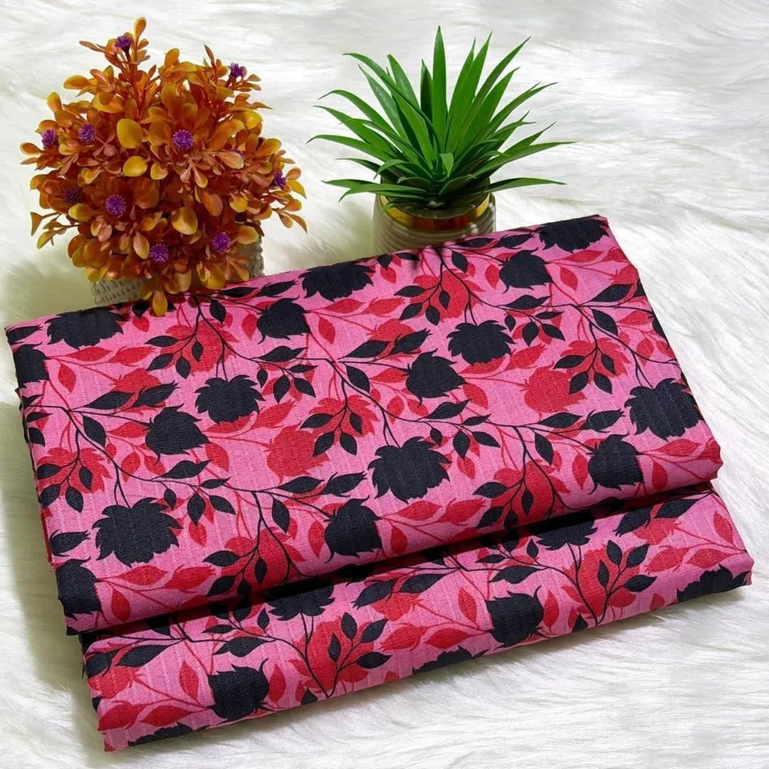 Pink Floral Cotton Fabric for Home Decor