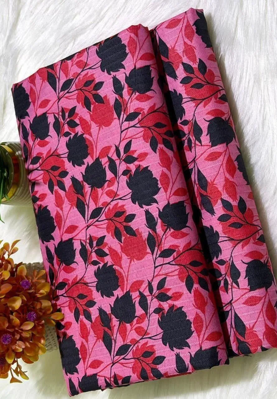 Pink Floral Cotton Fabric for Home Decor - Image 2