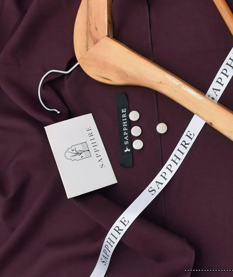 Men's Maroon Wash & Wear Plain Suit All Season - Image 2