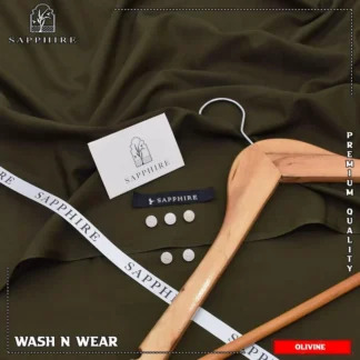 Men's Olive Green Wash N Wear Suit Premium Quality