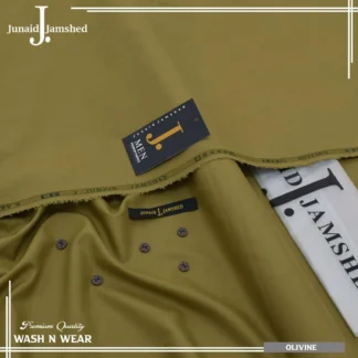 Junaid Jamshed Wash N Wear Suit Mustard Olive