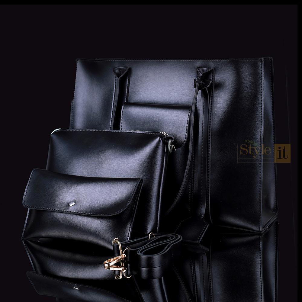 Stylish Leather Shoulder Bag - Black, Elegant Finish - Image 3