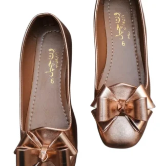 Women's Gold Bow Flat Pumps Size 6-11