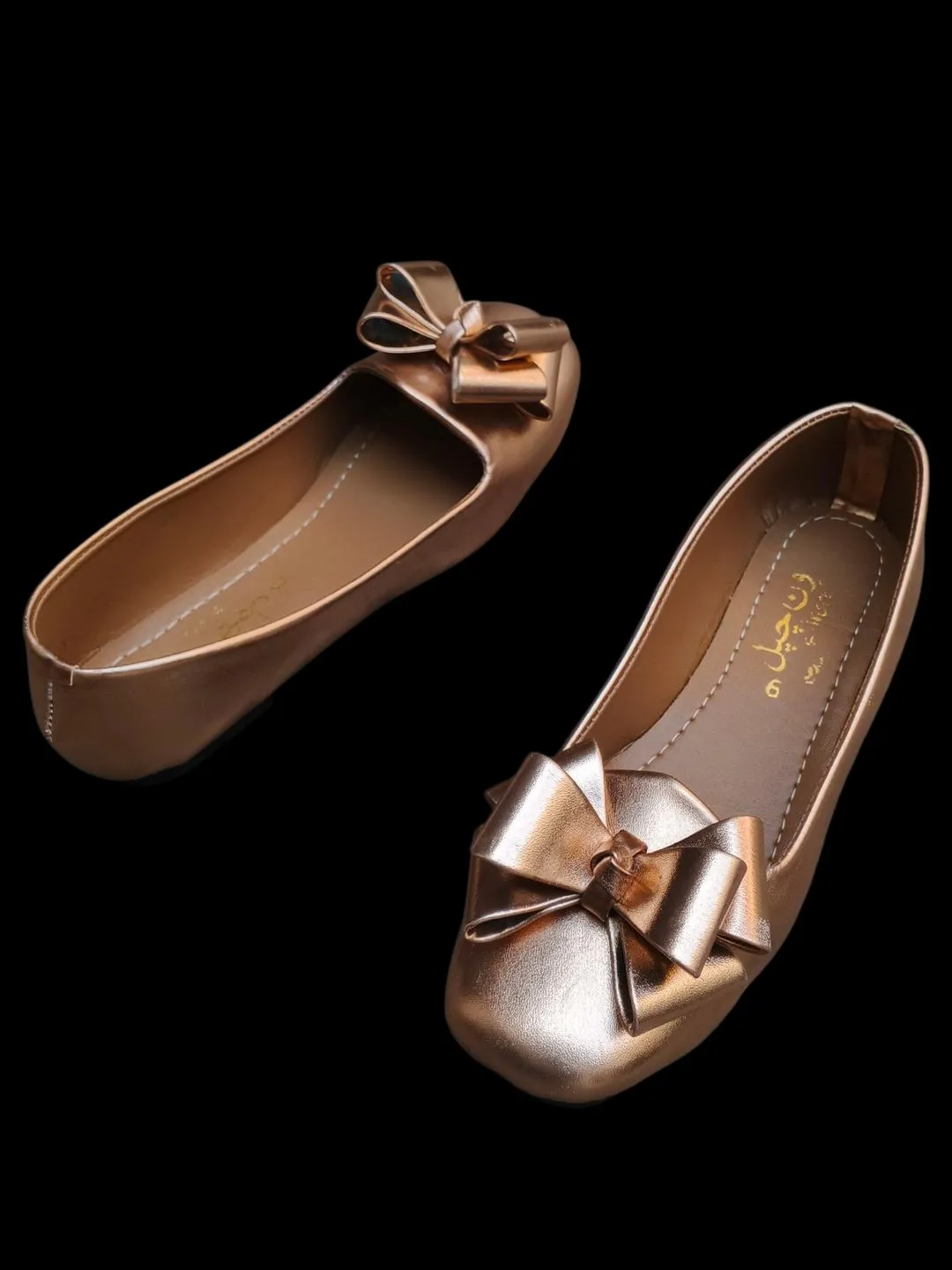 Women's Gold Bow Flat Pumps Size 6-11 - Image 3