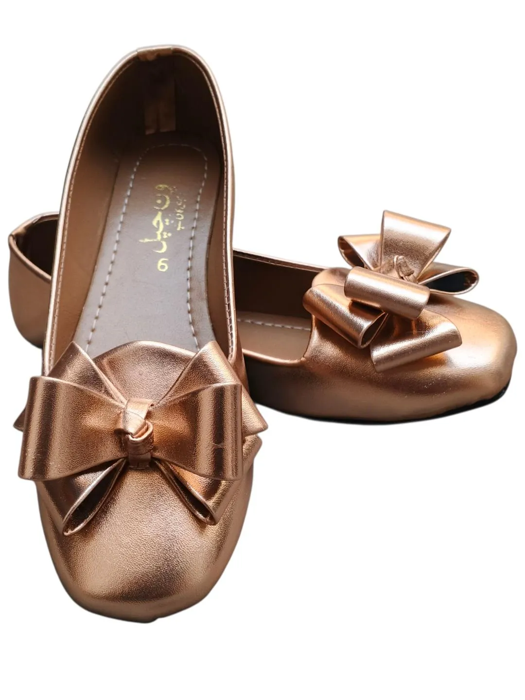 Women's Gold Bow Flat Pumps Size 6-11 - Image 4