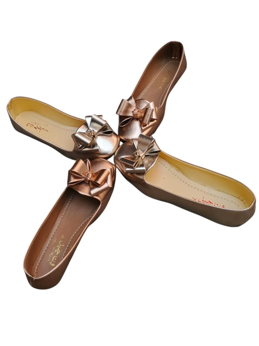 Women's Gold Bow Flat Pumps Size 6-11 - Image 6