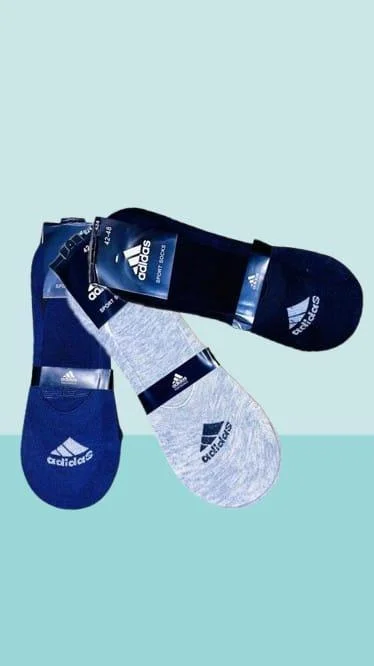 Adidas Sport Socks Pack of 3 Cotton Navy Black Grey 3