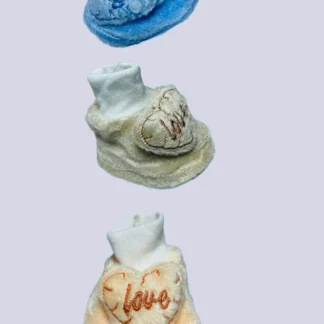 Baby Embroidered Love Socks Wool Blue Cream Peach 3 Pack