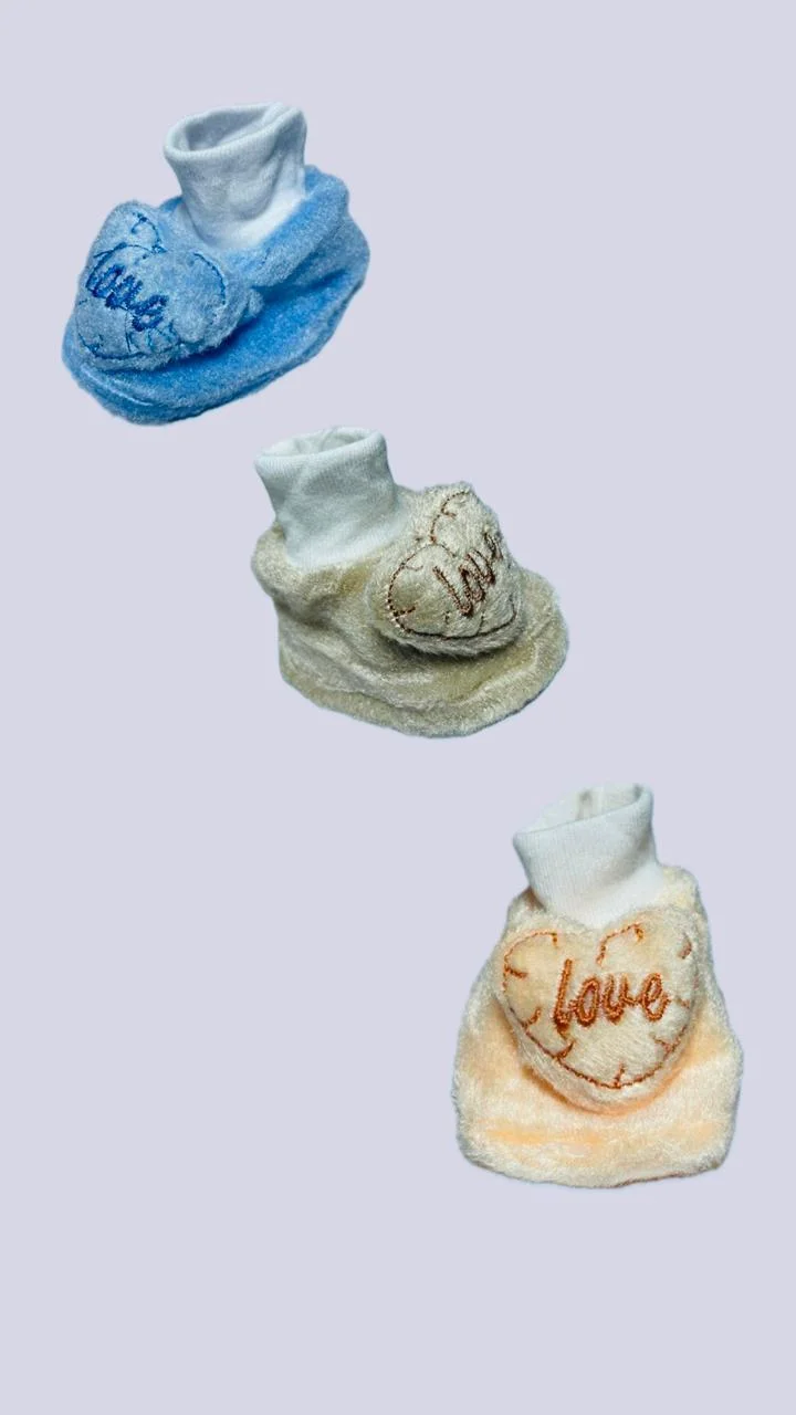 Baby Embroidered Love Socks Wool Blue Cream Peach 3 Pack 2