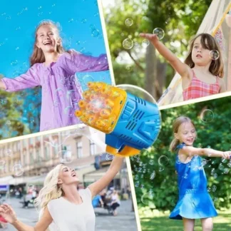 Buy Kids Bubble Gun Blue Yellow Plastic Outdoor Toy Online in Pakistan