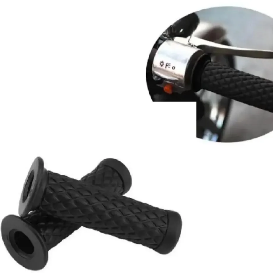 Cafe Racer Handlebar Grips Black Diamond Rubber Grip 2