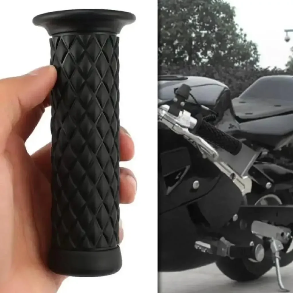 Cafe Racer Handlebar Grips Black Diamond Rubber Grip 3