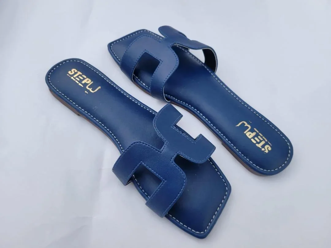 Luxurious Blue Rexine Sandals for Women 2