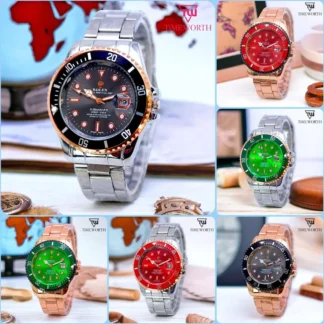 Luxury Men's Watch with Multicolor Dials & Brass Strap