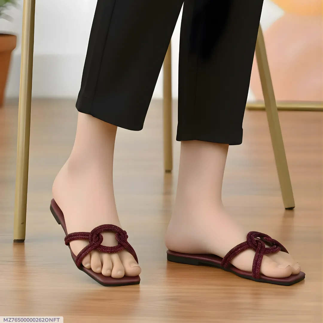 Maroon Grace Knot Women's Flat Sandals Size